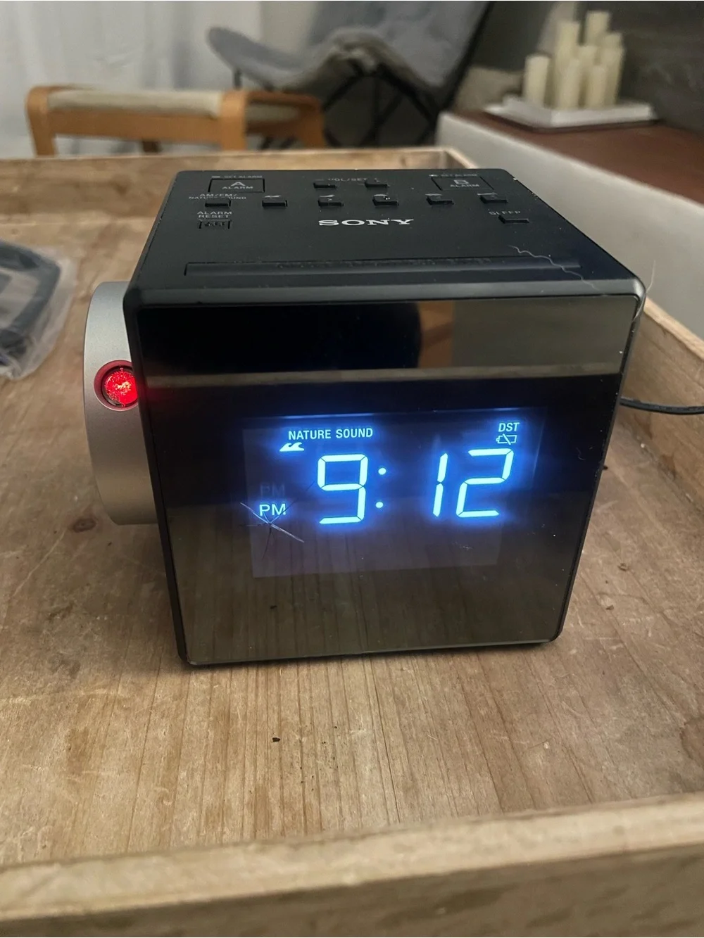 Sony Black ICF-C1PJ and Silver Cube Digital Clock Radio projector nature sounds